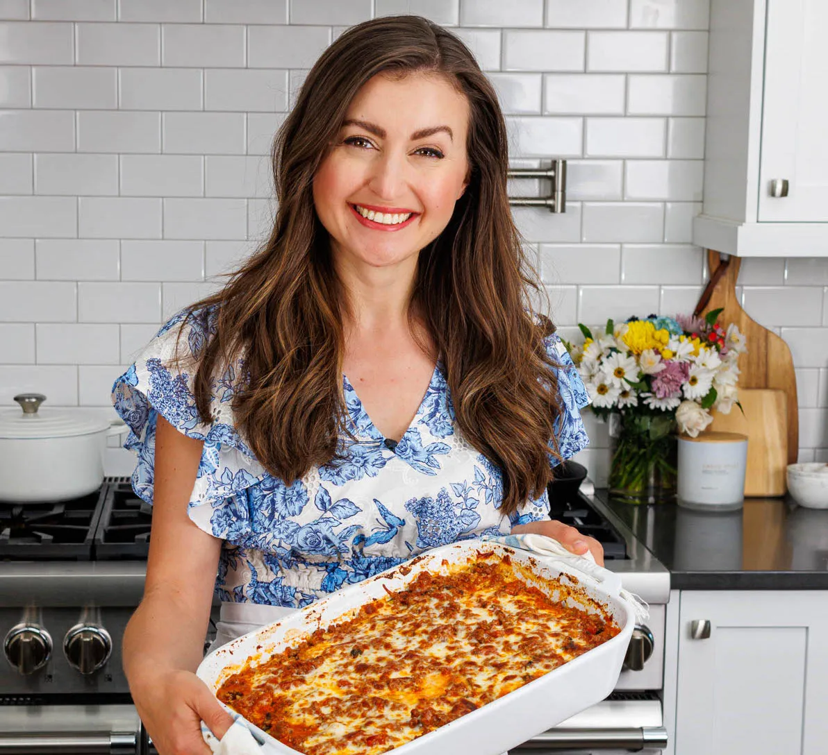 Natasha making lasagne.